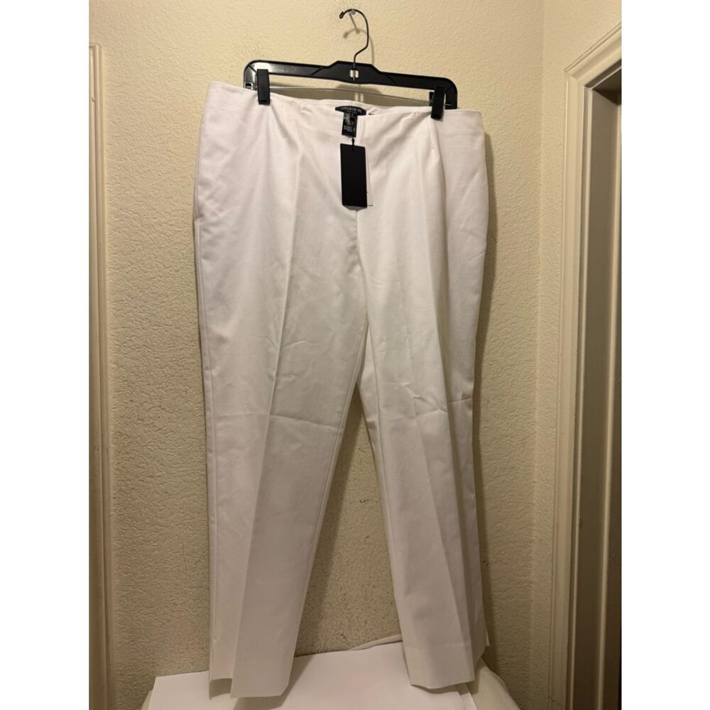 NWT Lafayette 148 New York Lexington White Cropped Straight-Leg Pants 16 - Picture 3 of 7